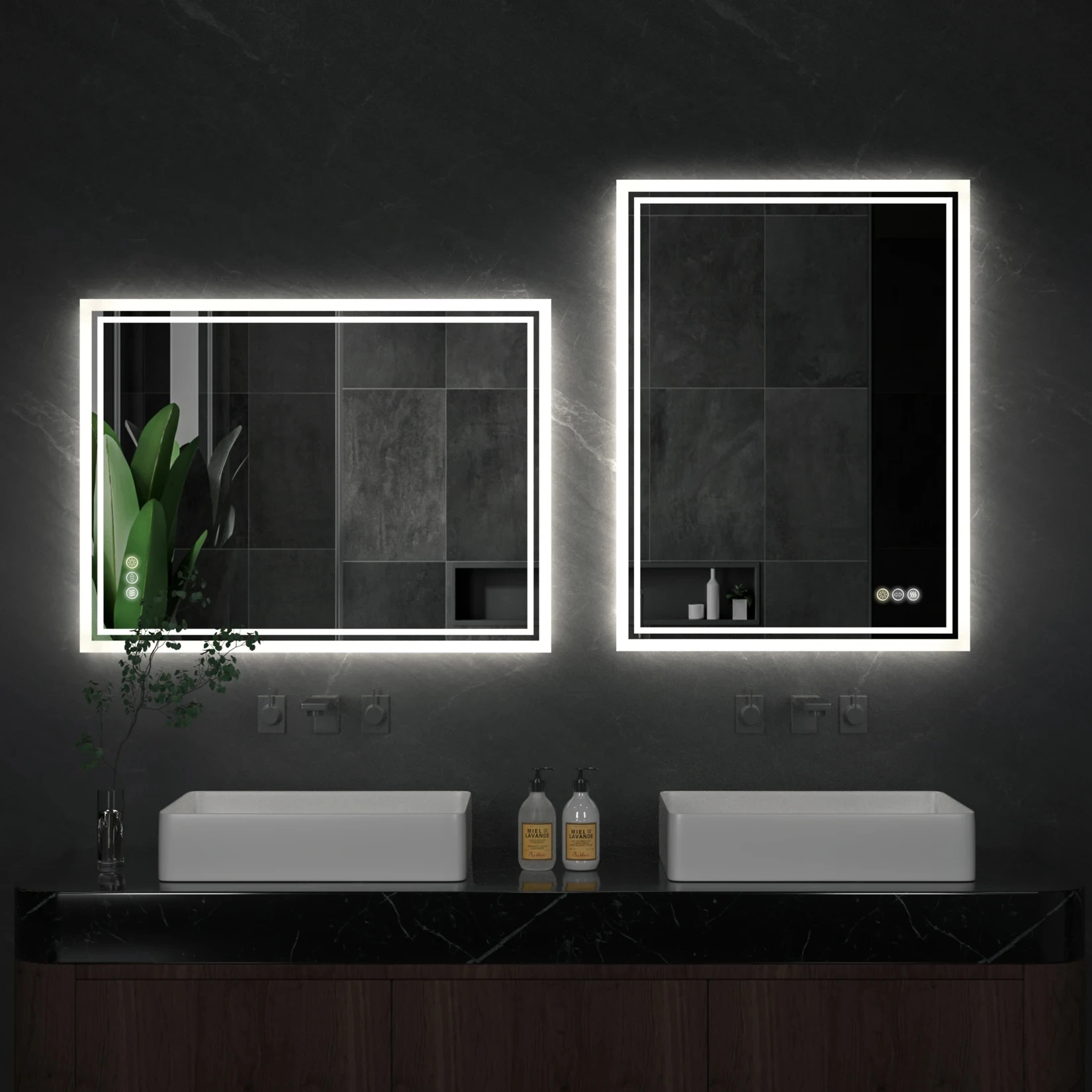 LED Backlit Mirror Bathroom Vanity with Lights,Anti-Fog,Dimmable,CRI90+,Touch Button,Water Proof,Horizontal/Vertical YX306