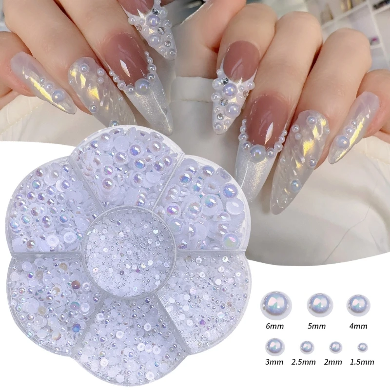 Demi-perles uniques, breloques pour ongles, accessoires d'art avec ongles uniques, décoration artisanale DIY pour belles femmes