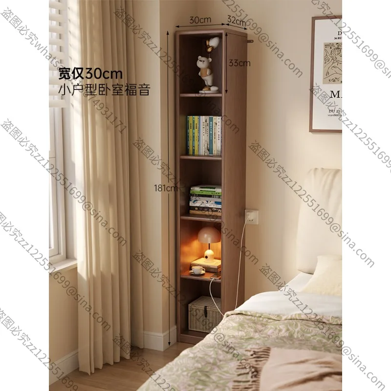Suitable for Solid WoodNarrow Bookcase Display Cabinet,Floor-to-ceiling Storage Bookshelf,High and Narrow Cabinet Against