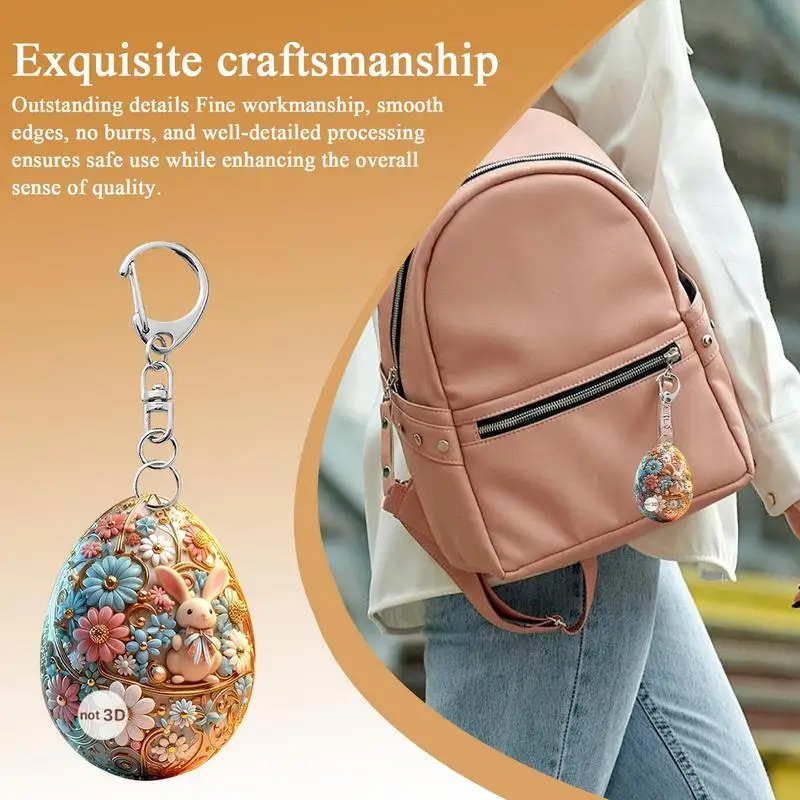 Easter Rabbit Key Chain Easter Egg Toys Key Ring With Rabbit Design Hangable Ornaments Party Favors Classroom Car Rearview