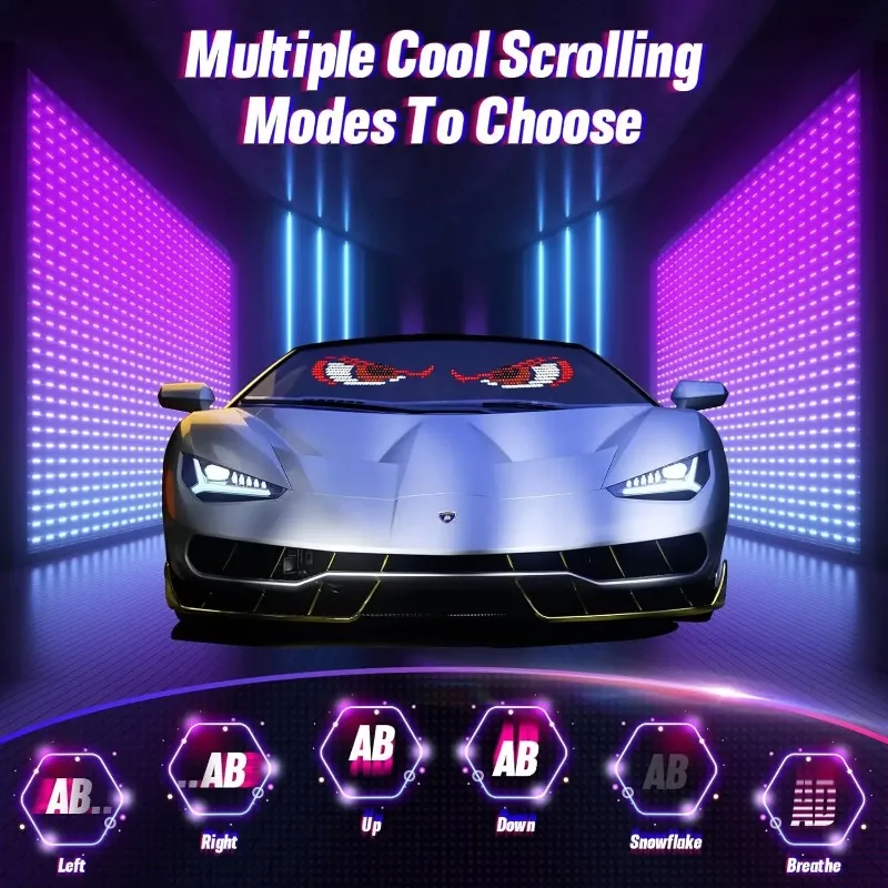 Smart Control LED DIY Sign for Car Truck Shop Bar Concert Vanesa Flexible Digital Display, Devil Eyes Light for Windshield