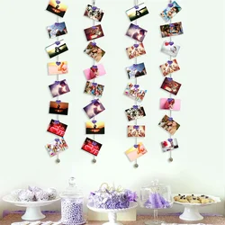 1.5M Magnetic Photo Holder Rope Cable Wire with 8 Purple Heart Magnets Hanging String Birthday Party Photo Picture Wall Display