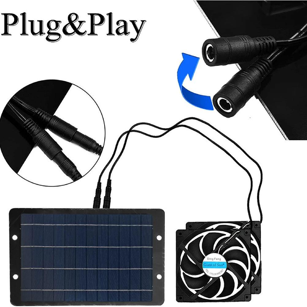 المحمولة 10 واط 12 فولت المزدوج مروحة العادم الشمسية الهواء النازع لمكتب في الهواء الطلق الكلب بيت الدجاج الدفيئة لوحة طاقة شمسية مقاومة للمياه مروحة #5
