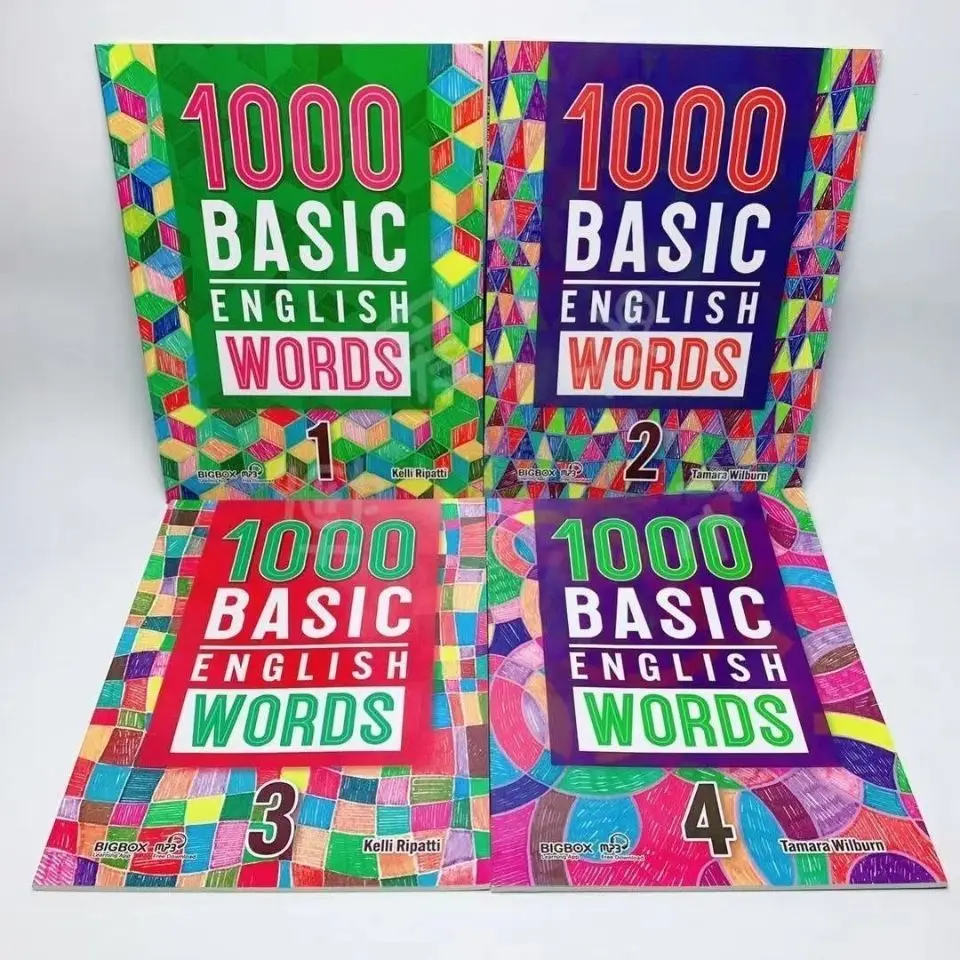 4 كتب/مجموعة 1000 كلمة إنجليزية أساسية المستوى 1-4 قاموس مشترك للمدرسة الابتدائية مصنف الكتب المدرسية