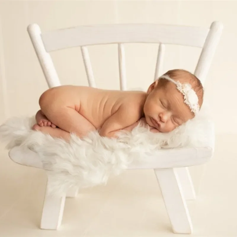 40x34x30cm Rustic Backrest Small Wooden Sofa Chair Multi Color Option Newborn Themed Studio Photo Shooting Posing Accessory Prop
