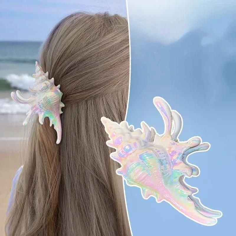 1pc seaside vacation style acrylic sea shell hair clip high-end feeling bun shark clip versatile temperament hair accessory