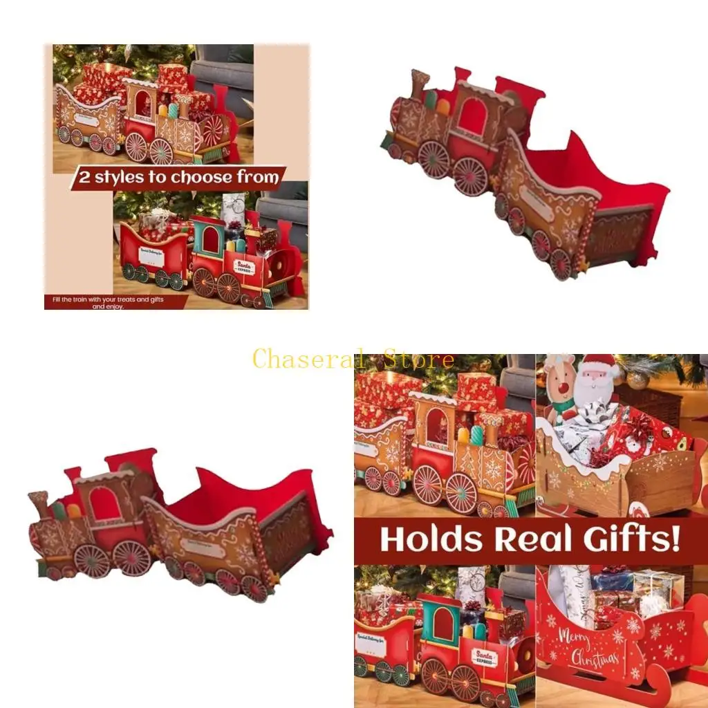 

E7CE Festive Whimsical Christmas Train Toy Roomy Compartments Holiday Centerpiece Kids Surprise