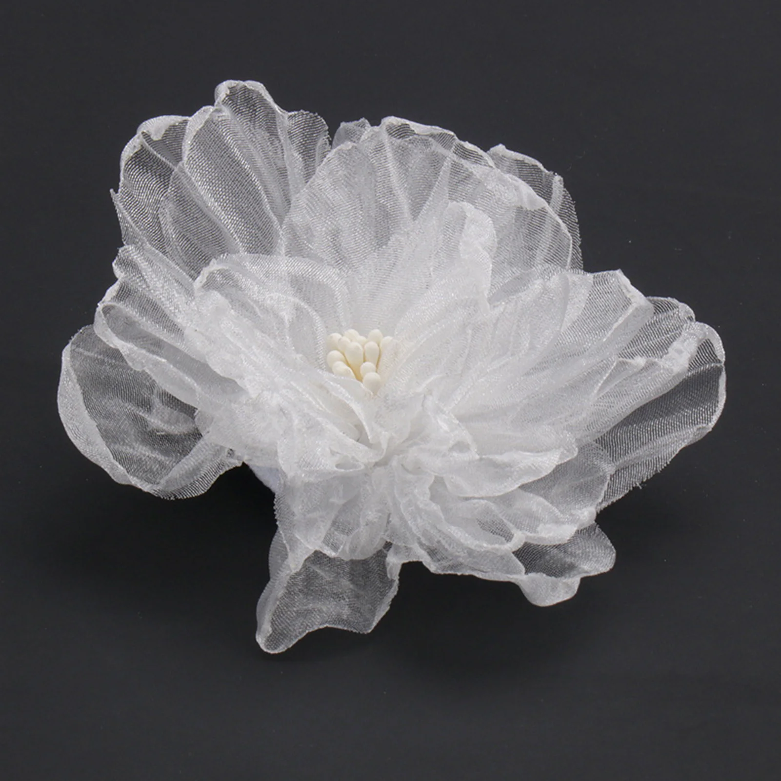 Woman Handmade Side Hair Clips Luxurious Non Slip White Flower Hair Clip Barrettes for Gown Dress Hairstyle Making Hairdressing