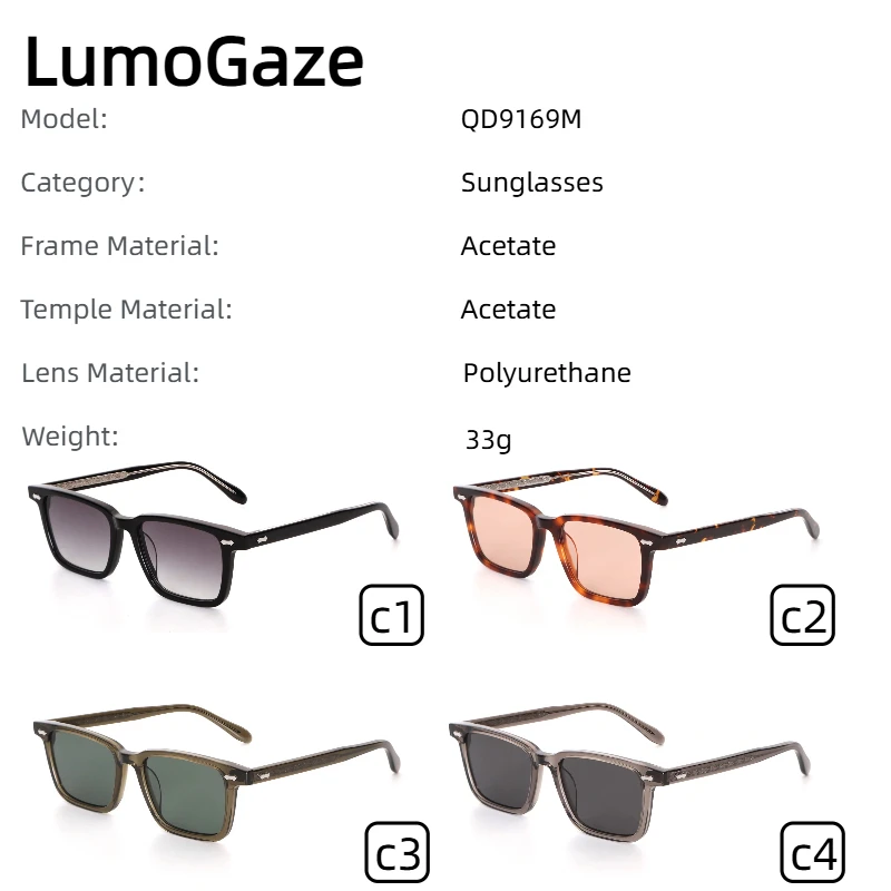 LumoGaze Modische Retro Quadratische Damen-Sonnenbrille Retro Herren-Luxus-Sonnenbrille mit Nieten-Design Handgefertigte Acetatfaser-Sonnenbrille UV400 – Detail 10