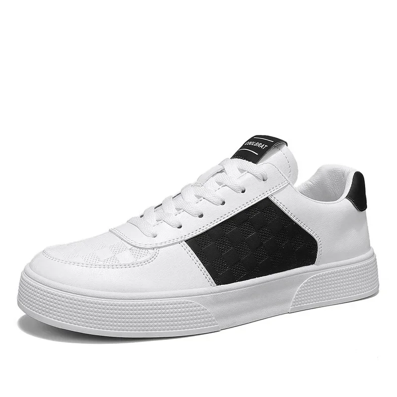 Męskie skórzane płaskie buty sportowe, oddychające buty, niskie, codzienne, małe, białe, cztery pory roku, wygodne, modne