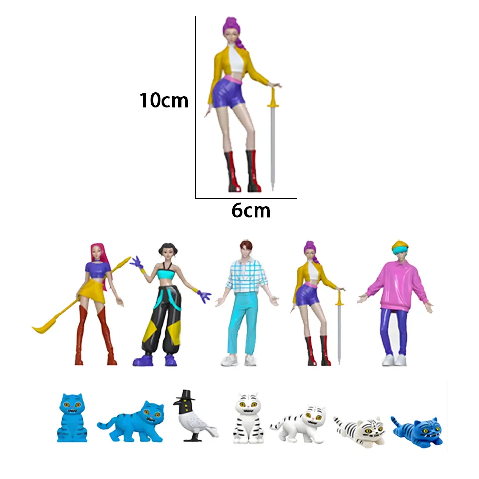 Conjunto de figuras de acción de Demon Hunters, juguetes de peluche coleccionables, Derpy Tiger Rumi Mira Zoey Sussy Doll, 5/7/12 Uds., regalo para fanáticos