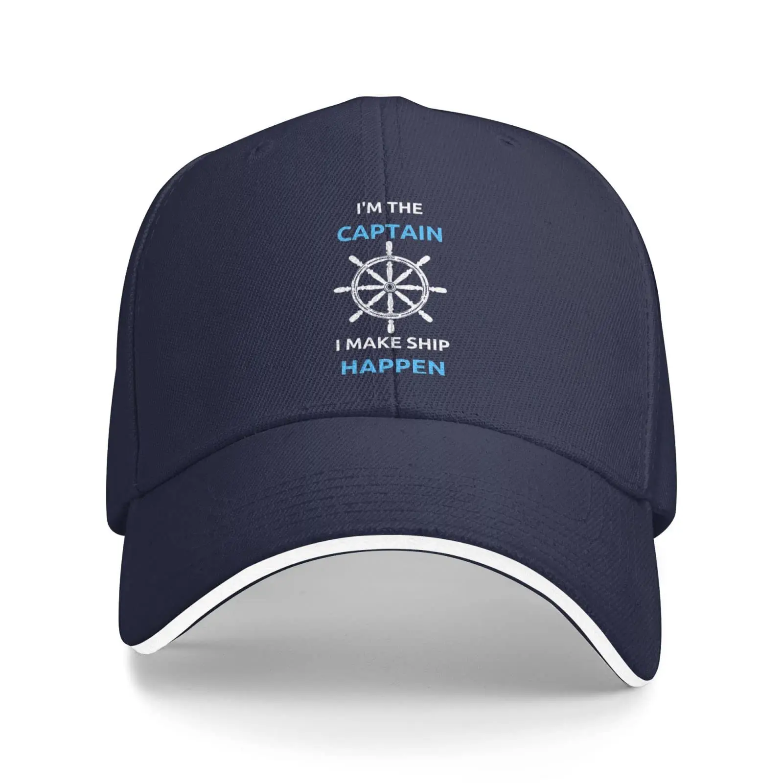 I'm The Captain I Make Ship Happen Hat Men Baseball Cap Graphic Cap Navy Blue