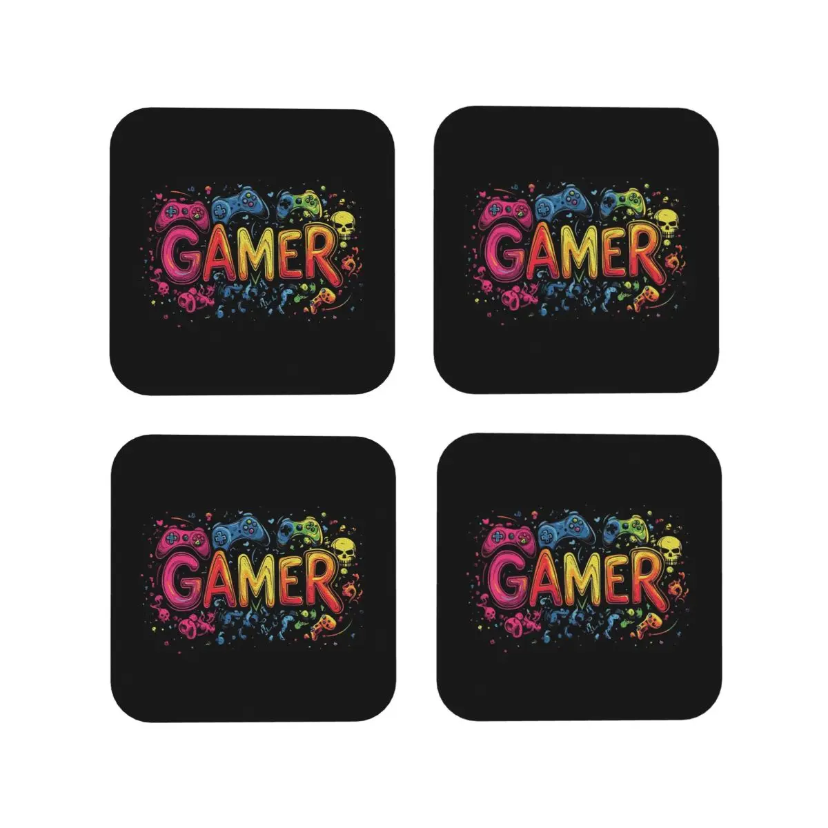 Gamer Controller Video Game Gaming Gamepad Coasters Coffee Mats Mug Cup Placemats Tableware Pads for Home Kitchen Dining Bar