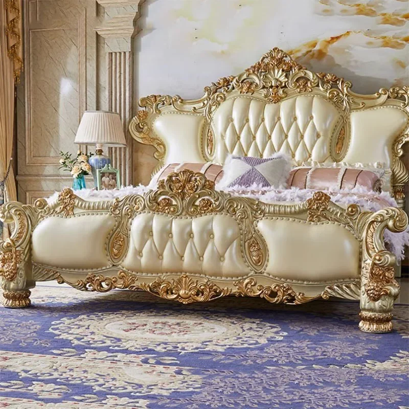 سرير مزدوج خشبي حديث لغرفة نوم الملك منزل فاخر جميل إطار سرير كوين إسكندنافي طاولة جانبية مزدوجة صندوق كاما أثاث منزلي