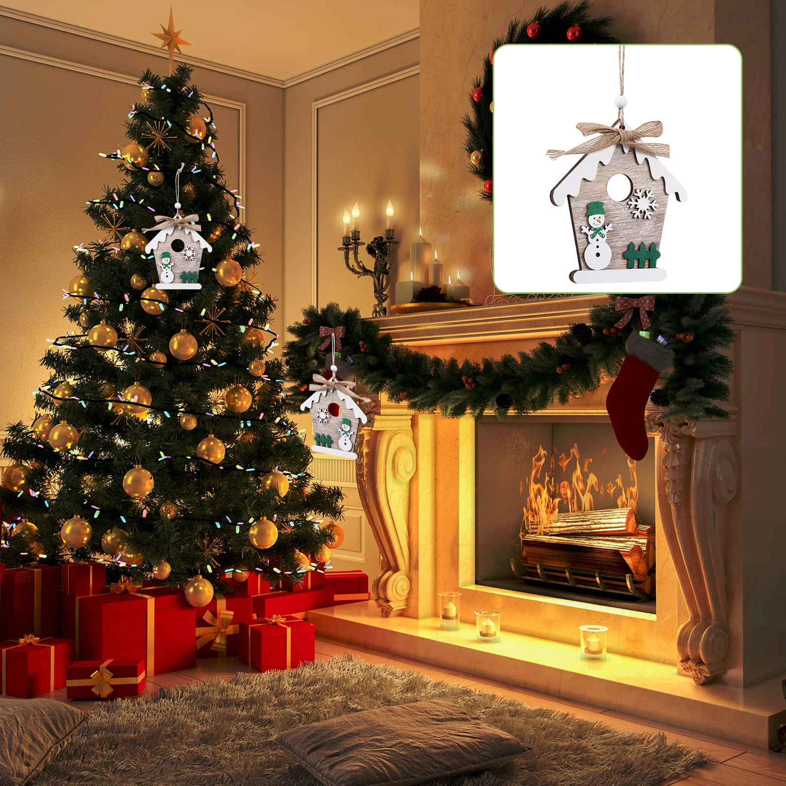 

Christmas Wooden Decoration Shaped Pendants DIY Accessory Home Office Cafe Decor Creative Hanging Pendant