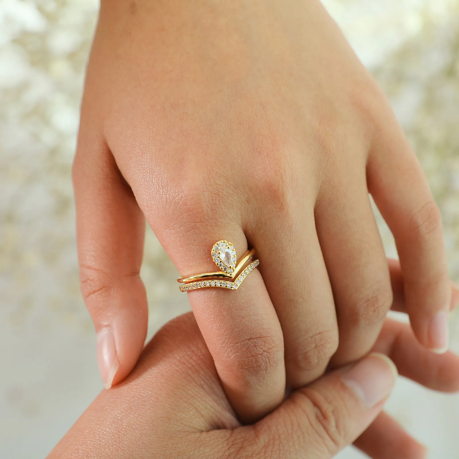 خواتم الخطبة زركونيا مكعب للنساء ، حلقة مفتوحة من الحجر دروبوتر #1