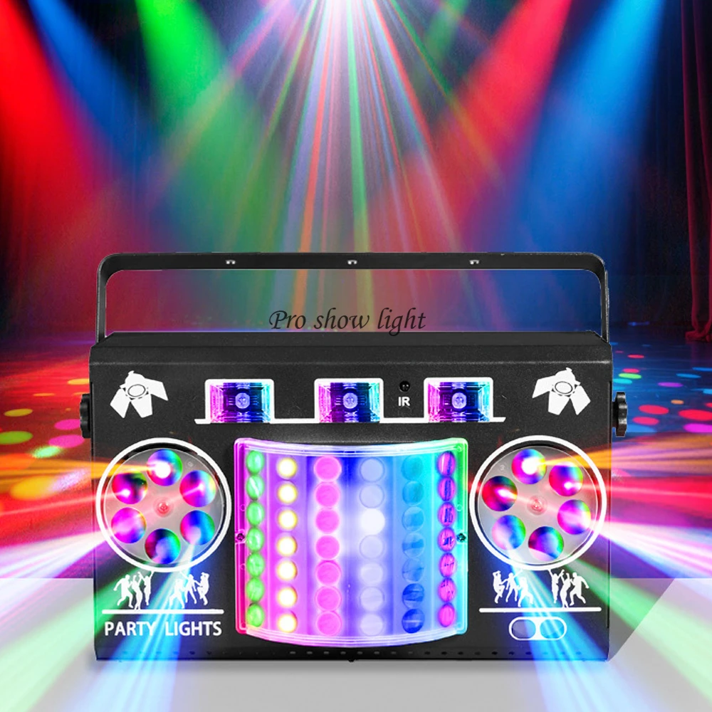 DJ Disco Show Lights LED Pattern Party Lights 5IN1 Effect LED Stage Light DMX Strobe Lights Remote Control Laser Light for Club