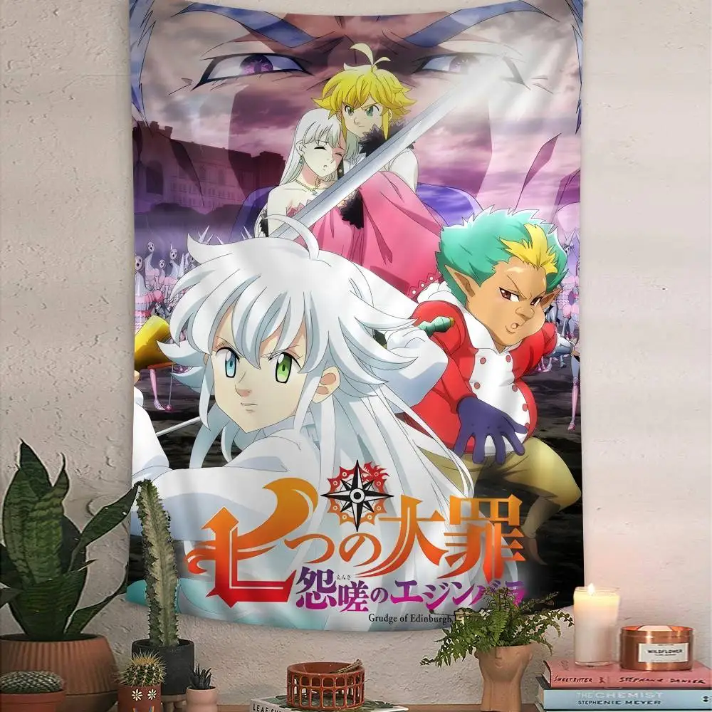 الخطايا السبع المميتة المعلقة نسيج البوهيمي اليابانية قماش مزخرف جداري أنيمي Kawaii ديكور الغرفة #5