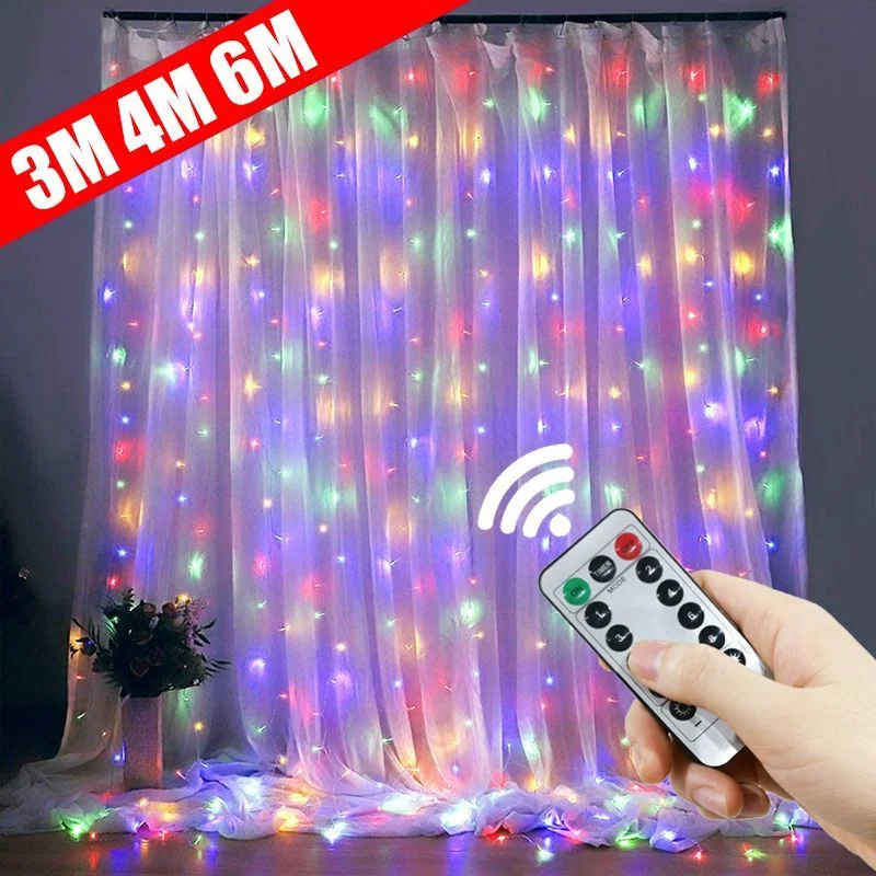 

3M/4M/6M LED Curtain Garland on The Window USB String Lights Fairy Remote Control Christmas Wedding Decorations for Home Room