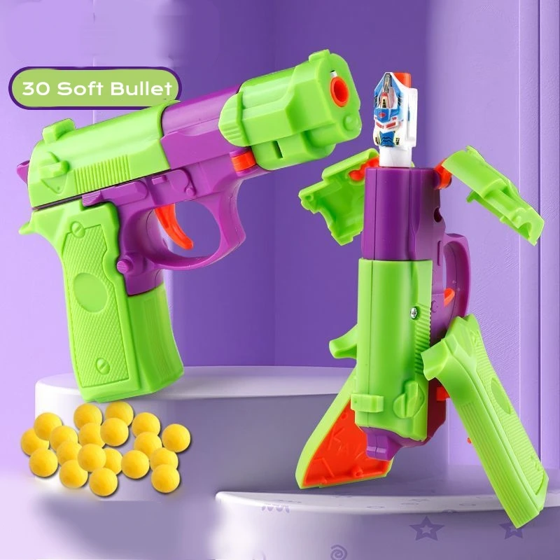 Glock Spielzeug pistole für Kinder Rollenspiel Werkzeug Geschenk transform ierte Pistole kann sichere weiche Kugeln Glock Roboter Pistole Jungen Doppelspiel feuern