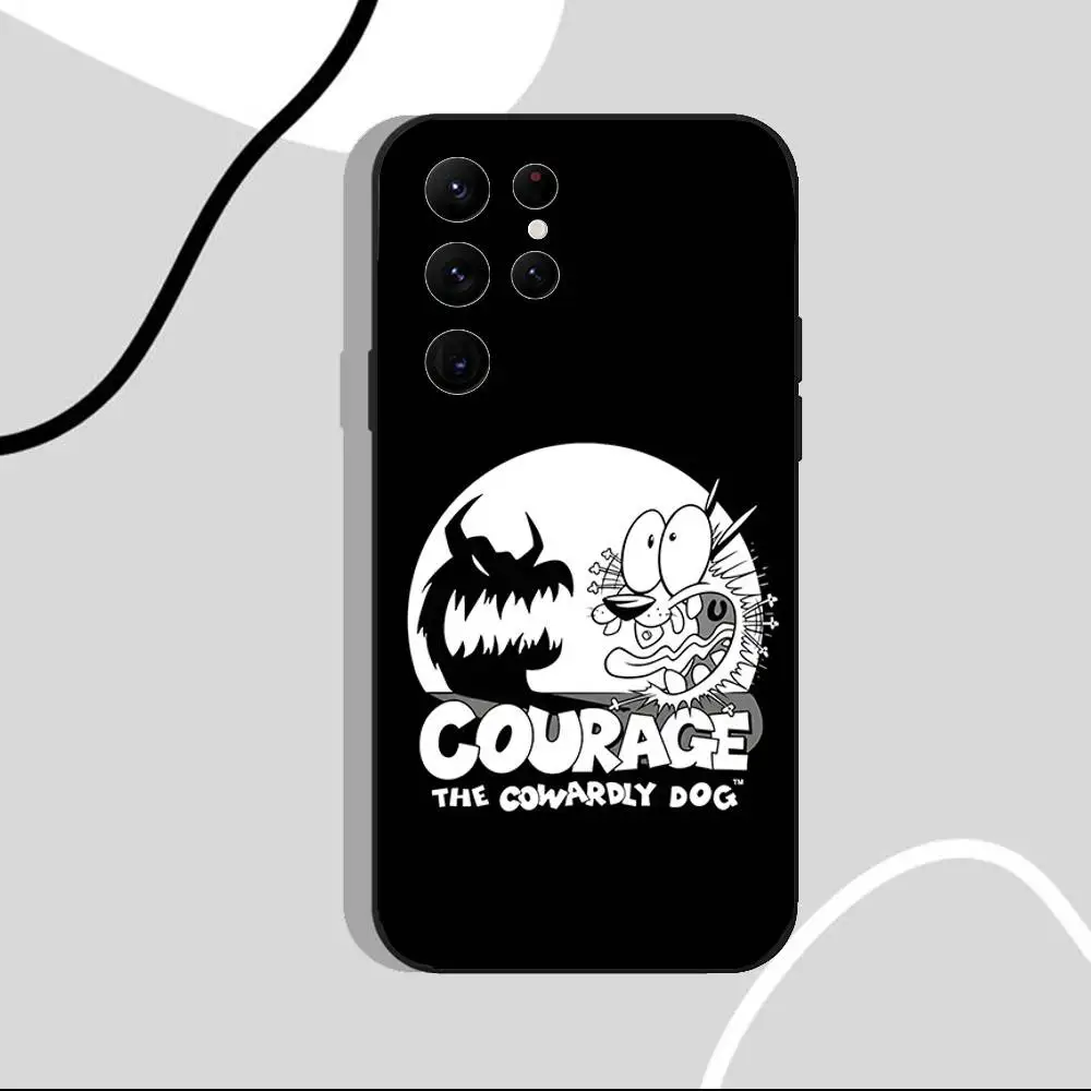Courage The C-CowardlyS Dog Phone Case For Samsung S25,S24 Ultra,S20,S30 plus,S22 Plus,S23,Ultra 5G Silicone Black Shell