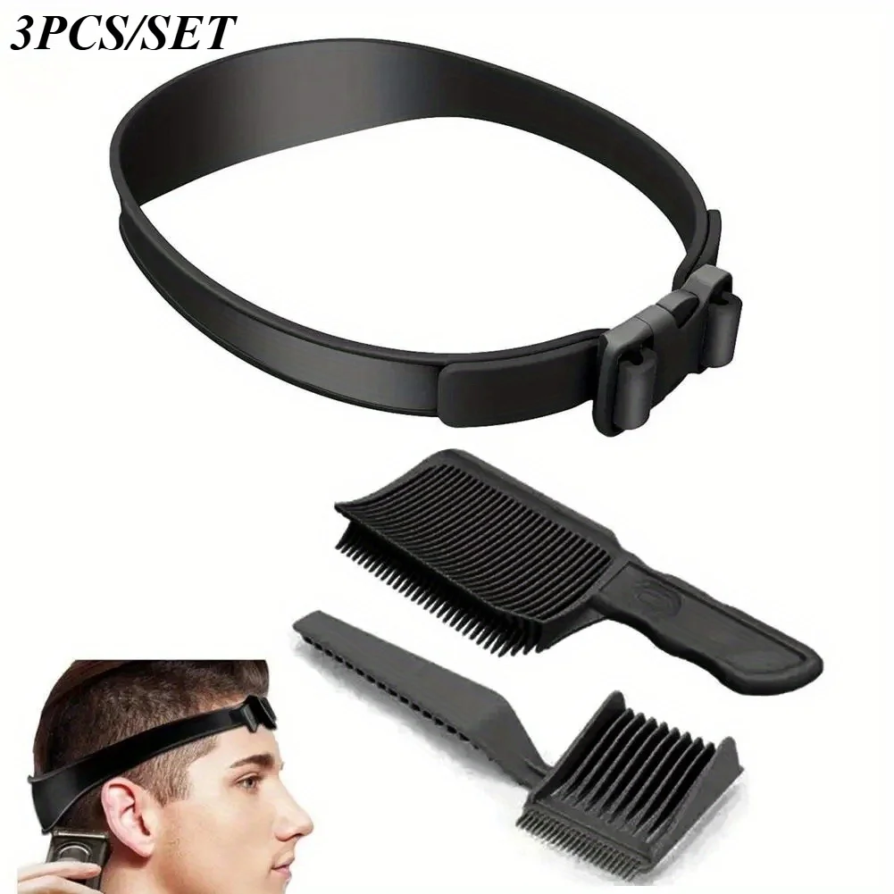Professionelles Verstellbares Haarschneide-Set, Nackenlinien-Rasierschablone, DIY Selbst-Haarschneidesystem, Werkzeug für Männer (3-teilig/Set)