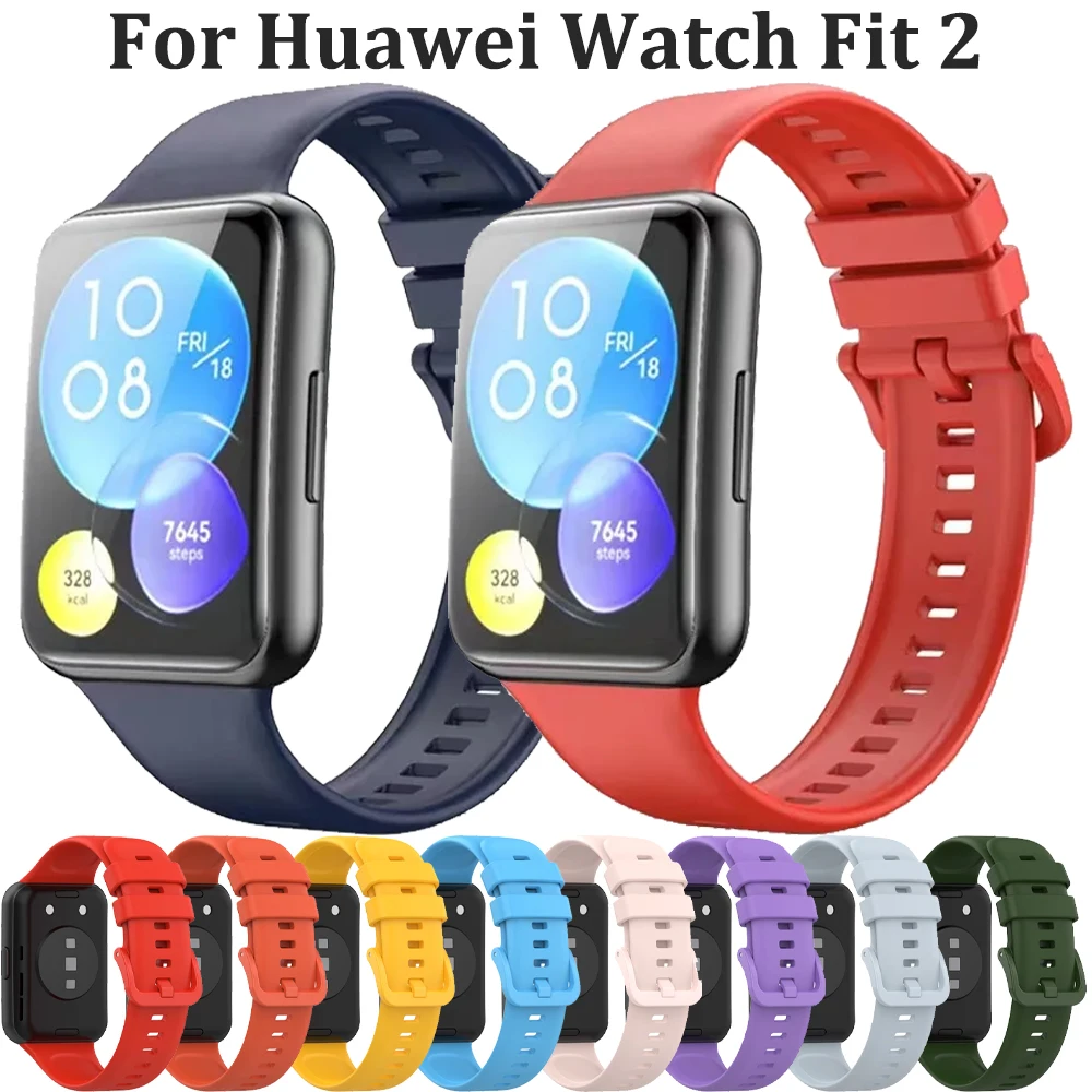 Neues Silikonarmband für Huawei Watch Fit 2 Active Edition, atmungsaktives Armband für Huawei Watch Fit 2, Ersatzarmband