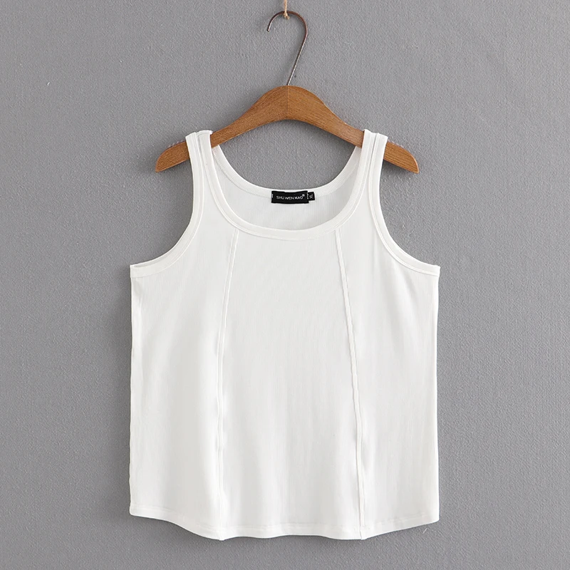 Summer New Fashioned Base Layer Small Strap Vest 200 Pounds Fat MM Outerwear Inner Match Spiral Thread Tank Top plus Size Sle...