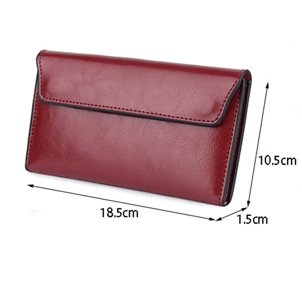 Durable Genuine Leather Women Long Wallet Slim Large Capacity Cowhide Wallet Multipurpose Female Coin Purse Women