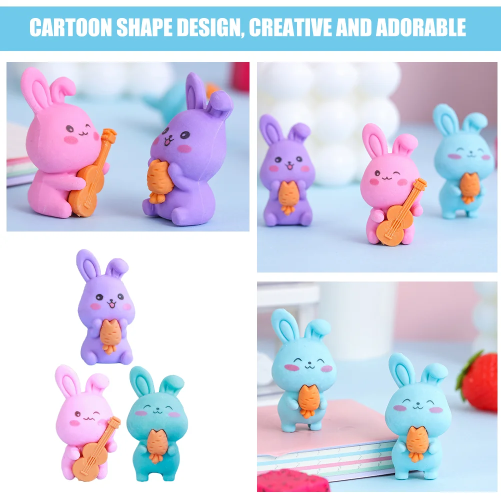 36 Pcs Animal Erasers Rabbit Fun for Students Bunny Reward Study Cartoon Drafting Classroom Child