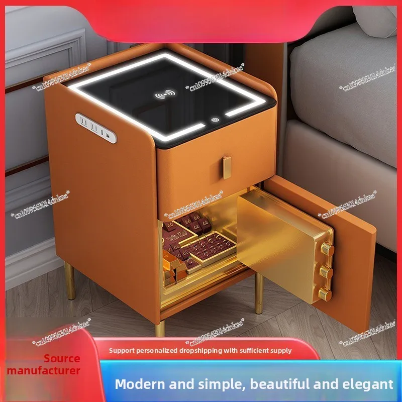 

Smart Bedside Table, Safe, Integrated Home Anti-theft, Multi-function Wireless Charging, USB Light Luxury Bedside Table with