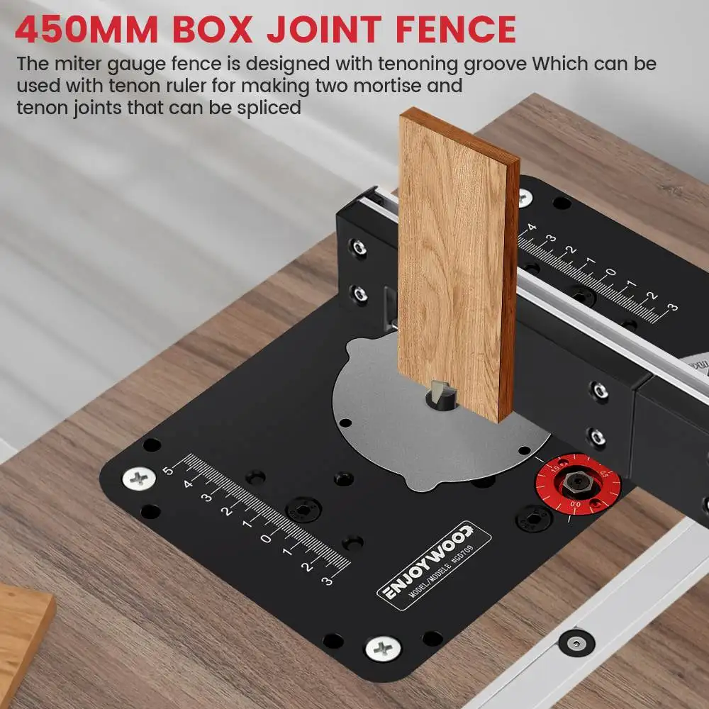 Imagem -04 - Enjoywood-miter Gauge com Latão Handle Joint Jig Track Stop Mesa Saw Router Régua Ferramentas para Trabalhar Madeira 450 Milímetros 27 °