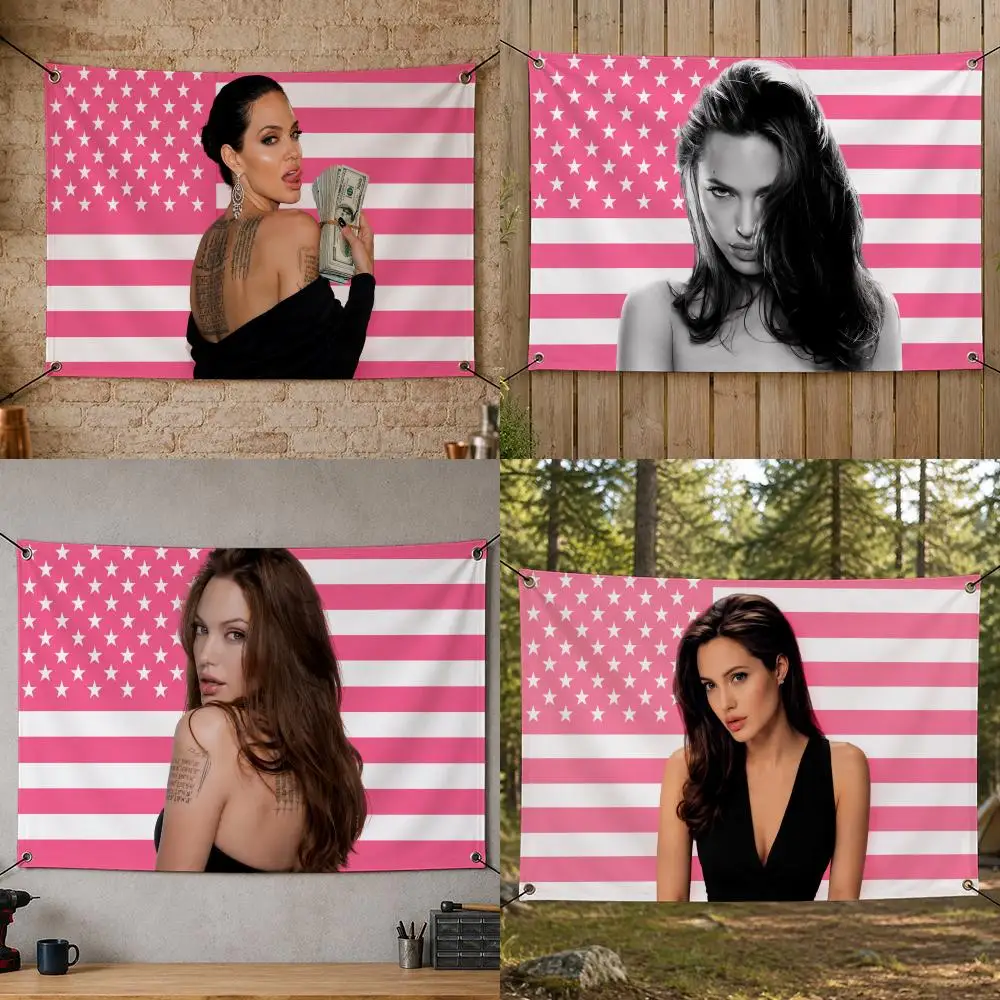 Celebrity Modern Awarded Cinema Talent A-Angelina Jolie Flags Flag Banner for Bedroom Dorm Party Home Living Room Game Room Gift