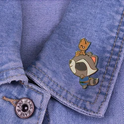 guardians New the galaxy Raccoon and Tree Enamel Pin Classic Movie Same Brooch Backpack Hat Badge Collection for Film Fans