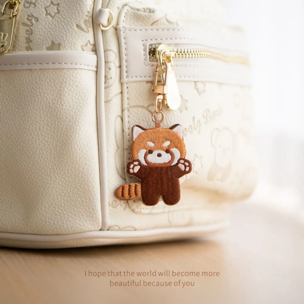 

Funny Cartoon Red Panda Keyrchain Soft Creative Kawaii Animal Pendant Cute Fashion Red Panda Embroidery Pendant Bag Hanging