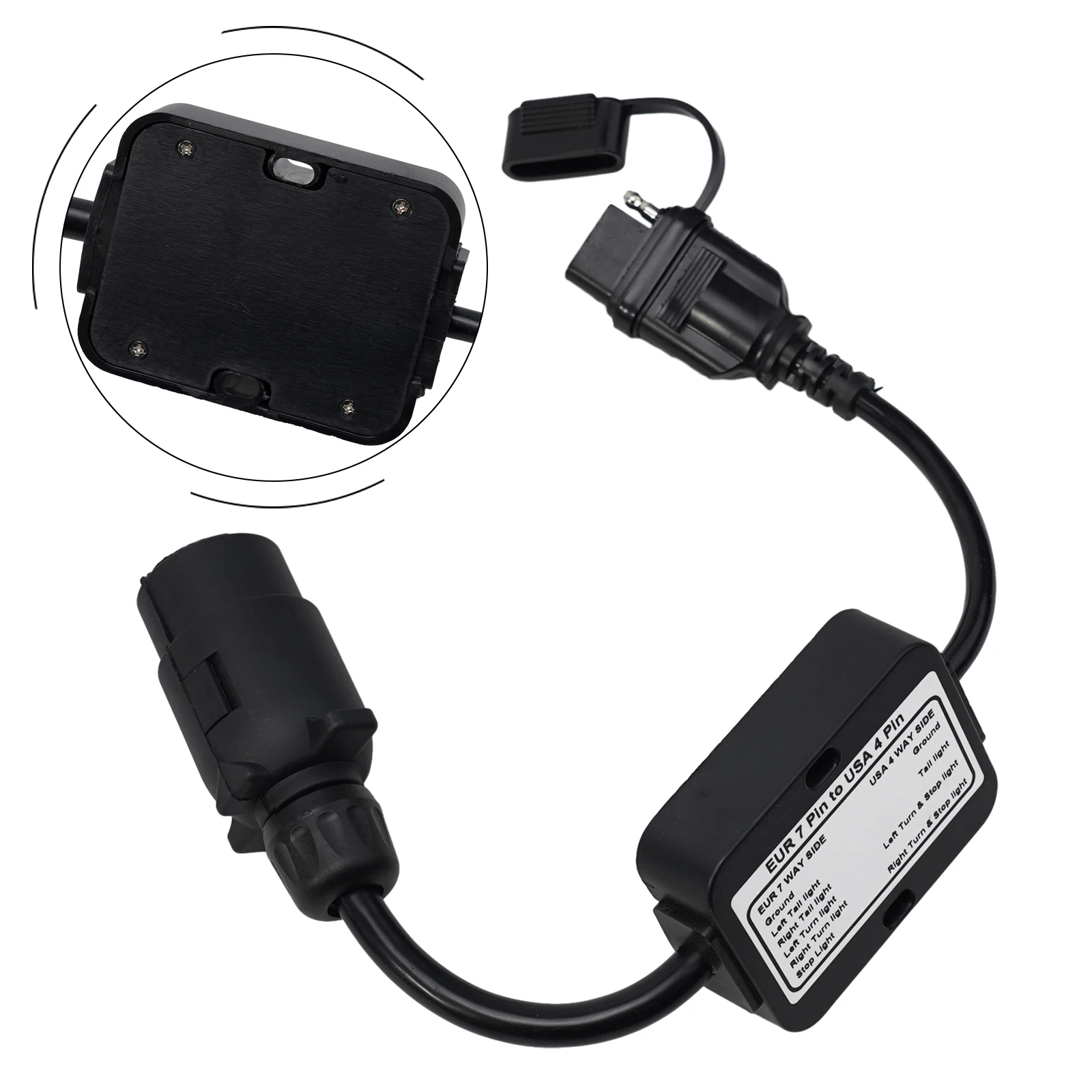 

Европейский 7-контактный круглый разъем на 4-контактный плоский для подключения фаркопа: преобразователь сигналов транспортного средства для прицепа с двойным выходом