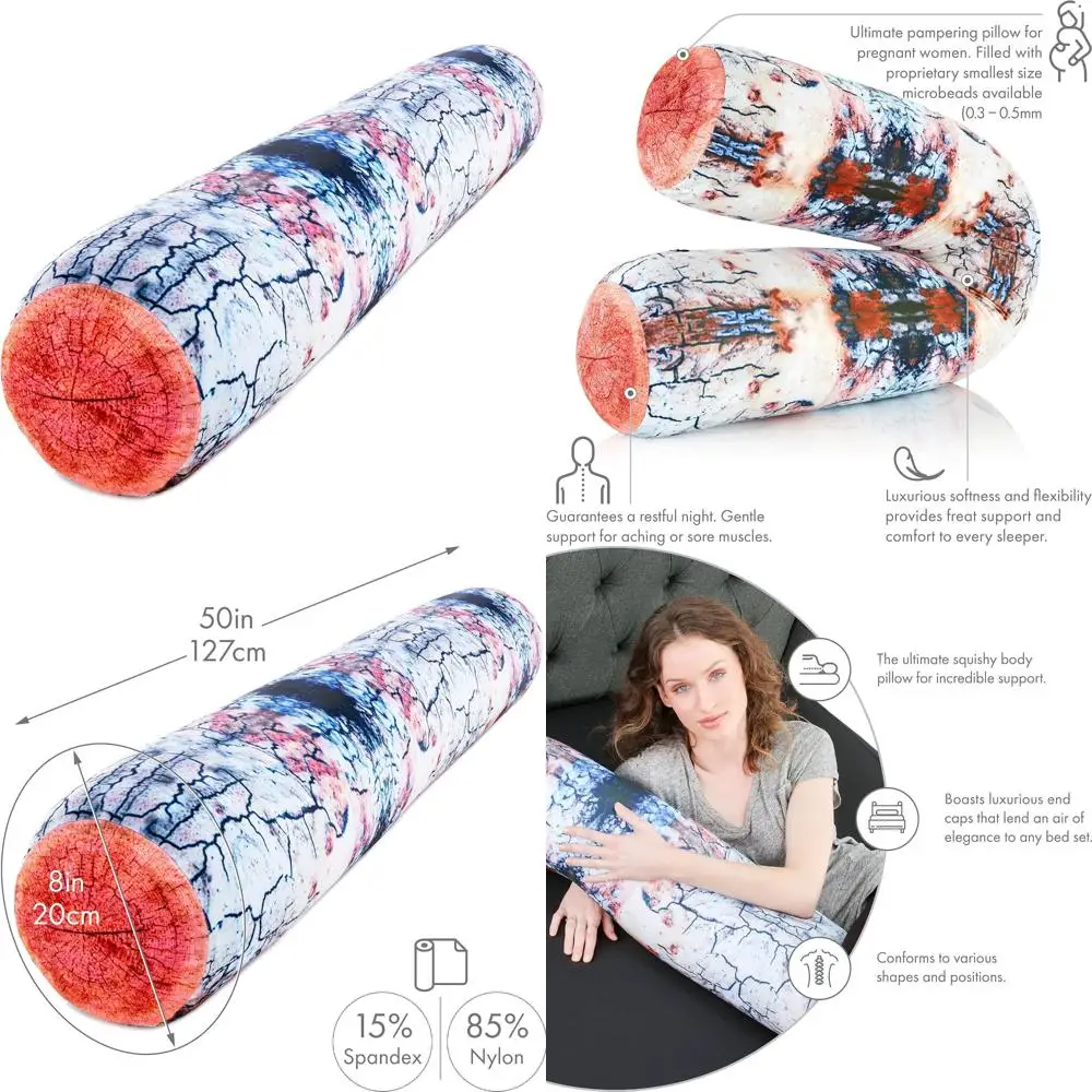 

Microbead Body Pillow for Comfort and Pregnancy Support - Spandex and Nylon Blend, Straight Long Pillow