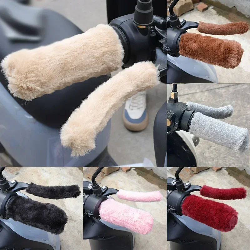 

Plush Handlebar Covers for Motorcycle Bike Scooter Winter Warm Windproof Cold Weather Protection Comfort Grip Accessories