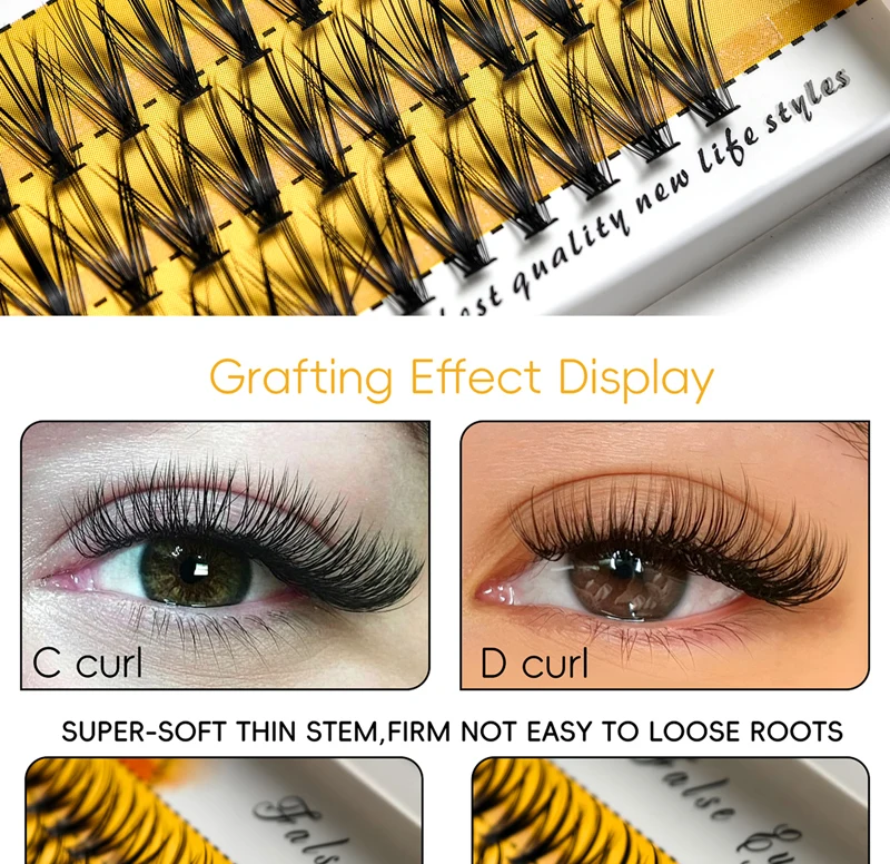 20D/30D Nerz-Wimpern 1 Box /60 Bündel Natürliche Wimpernverlängerung 3D Russische Einzelwimpern-Cluster Make-up-Tools Augen-Make-up Schwarz – Detail 8