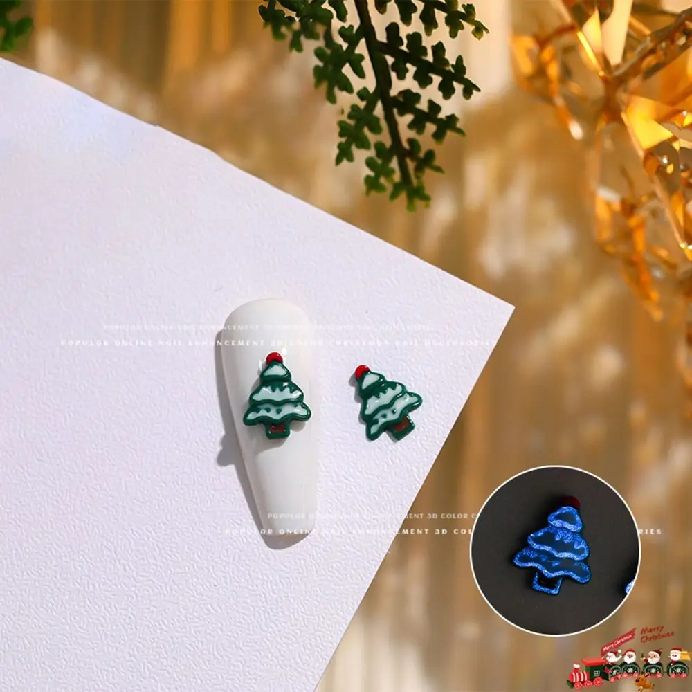 10pcs Flatback Socks Nail Charms Elk Snowman Nail Ornaments Three-dimensional Luminous Nail Decorate Accessories Women