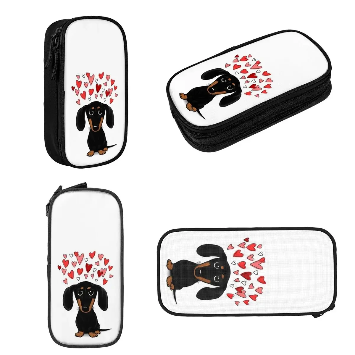 Black And Tan Dachshund Dog Pencil Cases Large Storage Pen Bags Pen Box Pencil Pouch For Boys Girls Students Stationery School