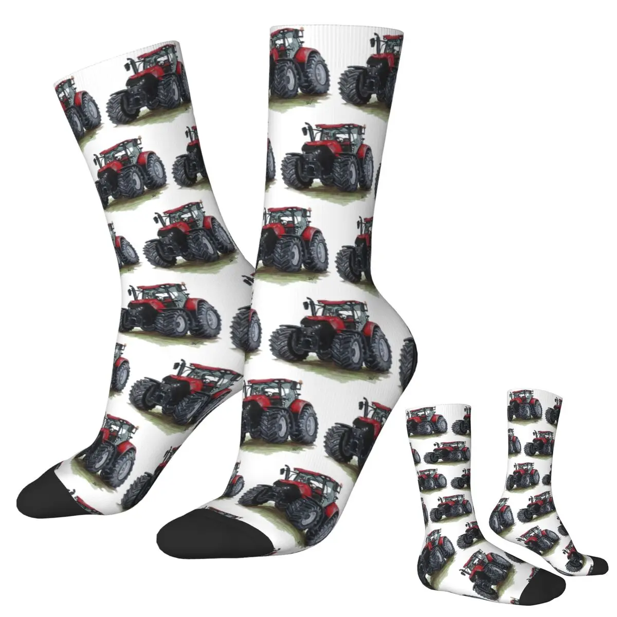 Calcetines de Tractor rojo grande, medias súper suaves Harajuku, calcetines largos para todas las estaciones, accesorios para regalo de cumpleaños para hombre y mujer