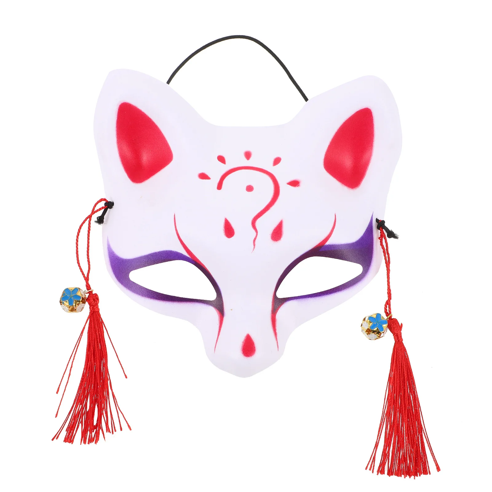 Máscara de gato elegante y de viento, diseño de media cara, atractivo accesorio para fiesta de disfraces, adecuado para adultos y niños, 3 campanas aleatorias