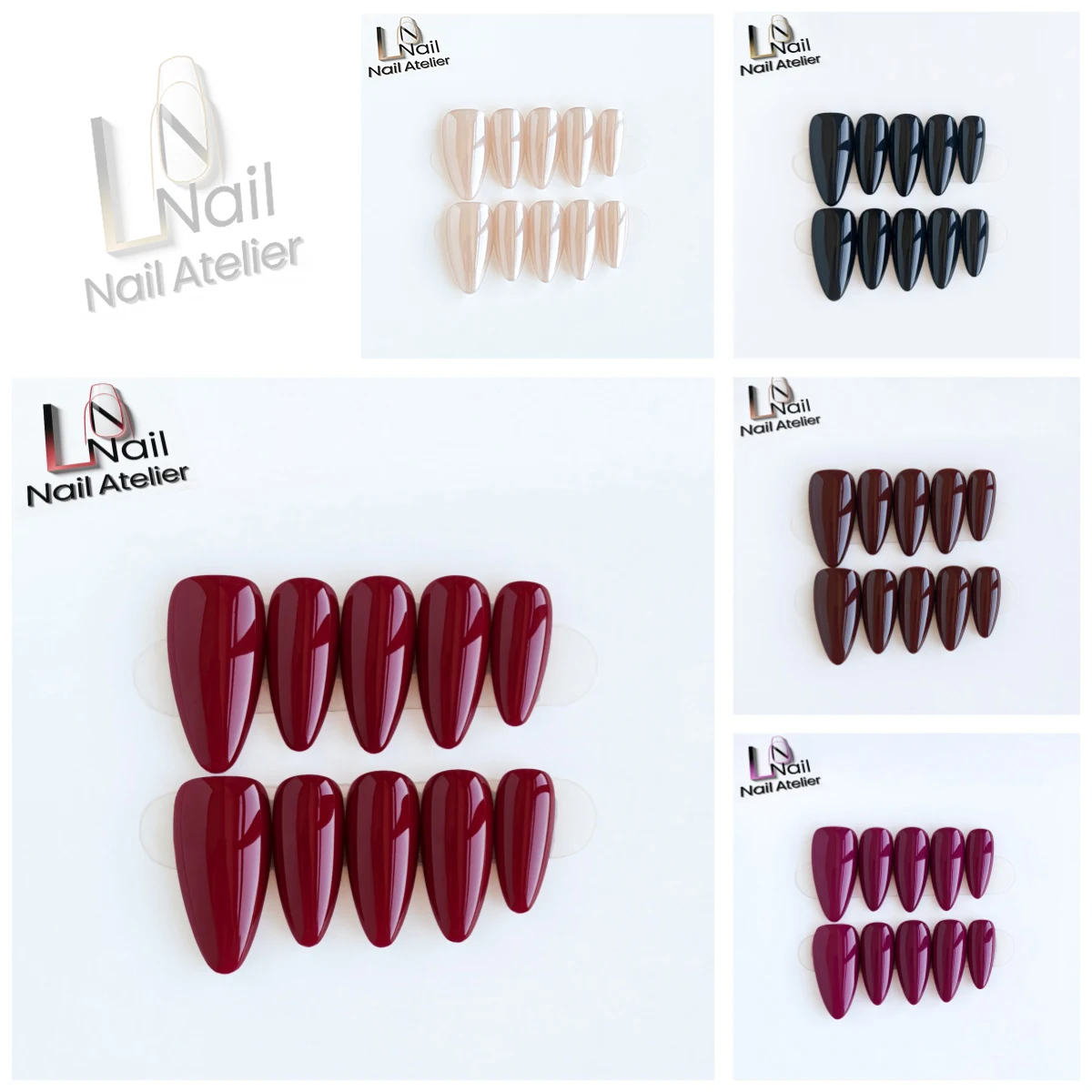 

10 pcs handmade almond press on fake nails,sweet solid color nails,simple elegant nail designs,suitable for girls wear