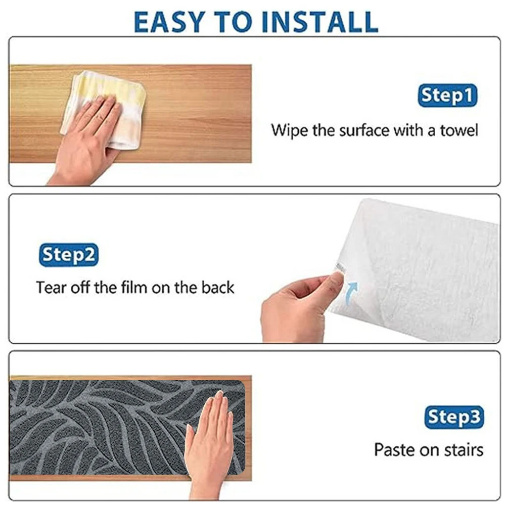 

Self-Adhesive Brushed Embossed Carpet 76x20cm Non-Slip Stair Carpet Mat Floor Protector Rug Living Room Stairs Steps Tread Mats