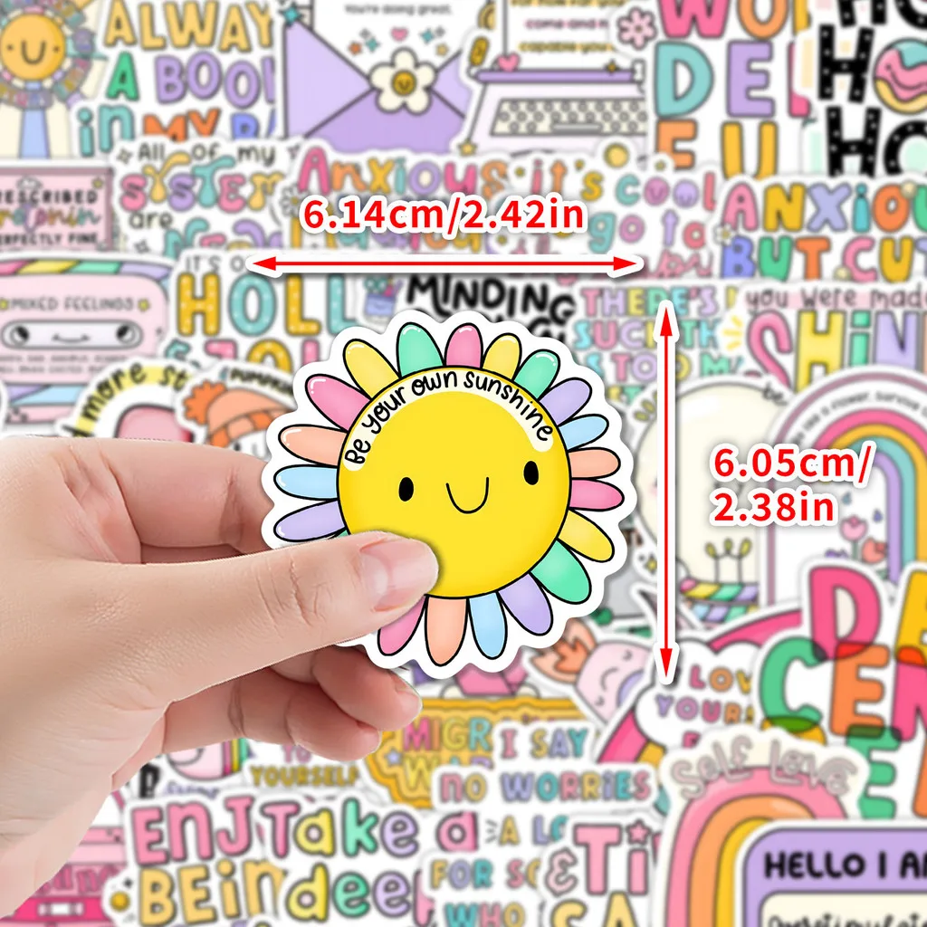 50PCS Cute Style English Phrases Graffiti Stickers - Waterproof Decor for Water Cup, Computer & Luggage(Anime Worlds Store)