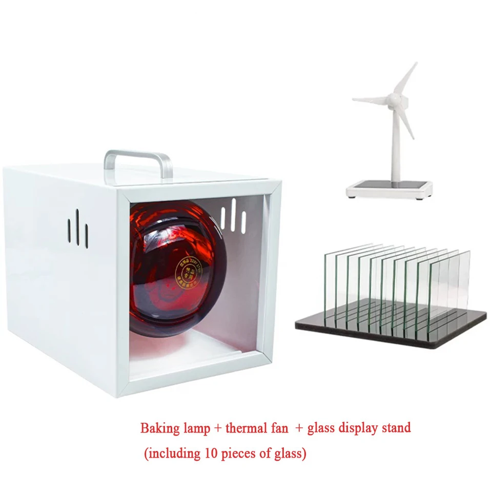 Automotive Window Film Display Stand – Solar Tint Test Demonstration Rack with Lamp Box &10 Glass Panel/IR Tester/Windmill OC-2