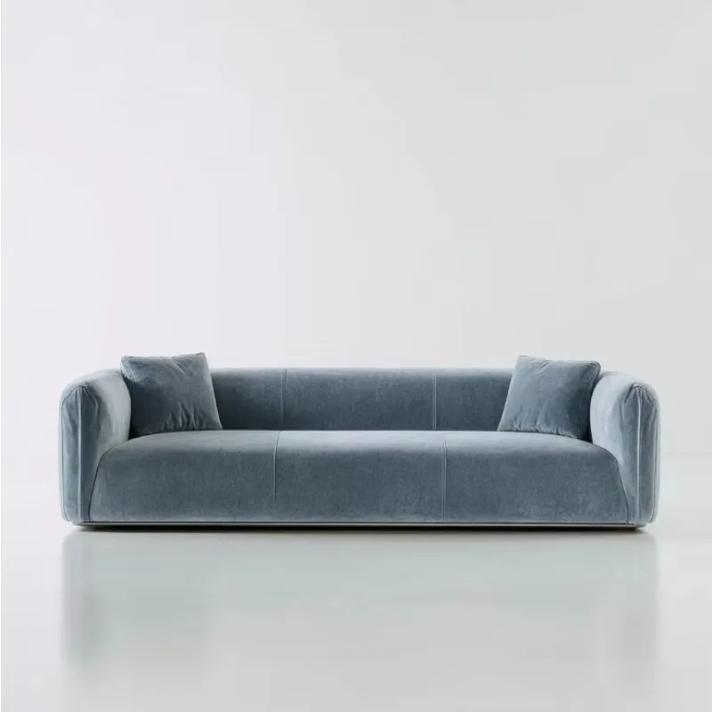 Modern Simple Design Three Seat Velvet Sofa Square Shape for Home Hotel or Apartment Living Room Furniture