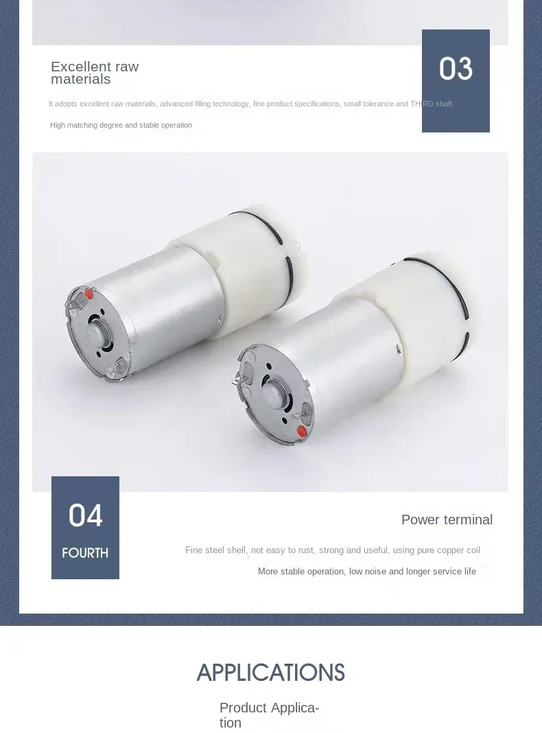 370 Mini-Luftpumpe, DC 6 V, 12 V, elektrische Mikro-Vakuumpumpe, Vakuum-Booster-Motor für Schönheitsinstrumente, medizinische Behandlung, Milchpumpe – Detail 6