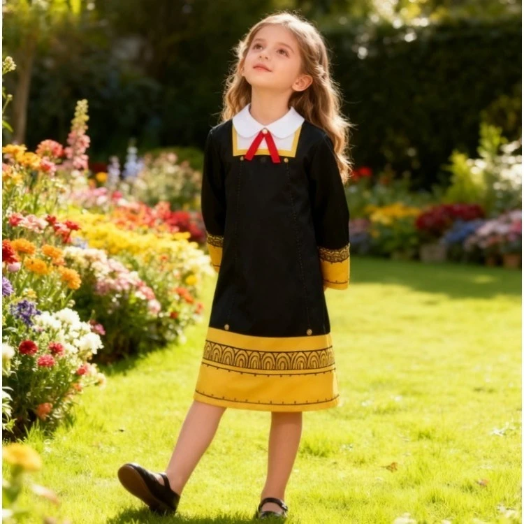 أنيمي أنيا تأثيري حلي تجسس الأسرة أنيا مزور الأسود والذهبي الحرم الجامعي فستان موحد دمية الوردي شعر مستعار مجموعة كاملة هالوين كرنفال #3